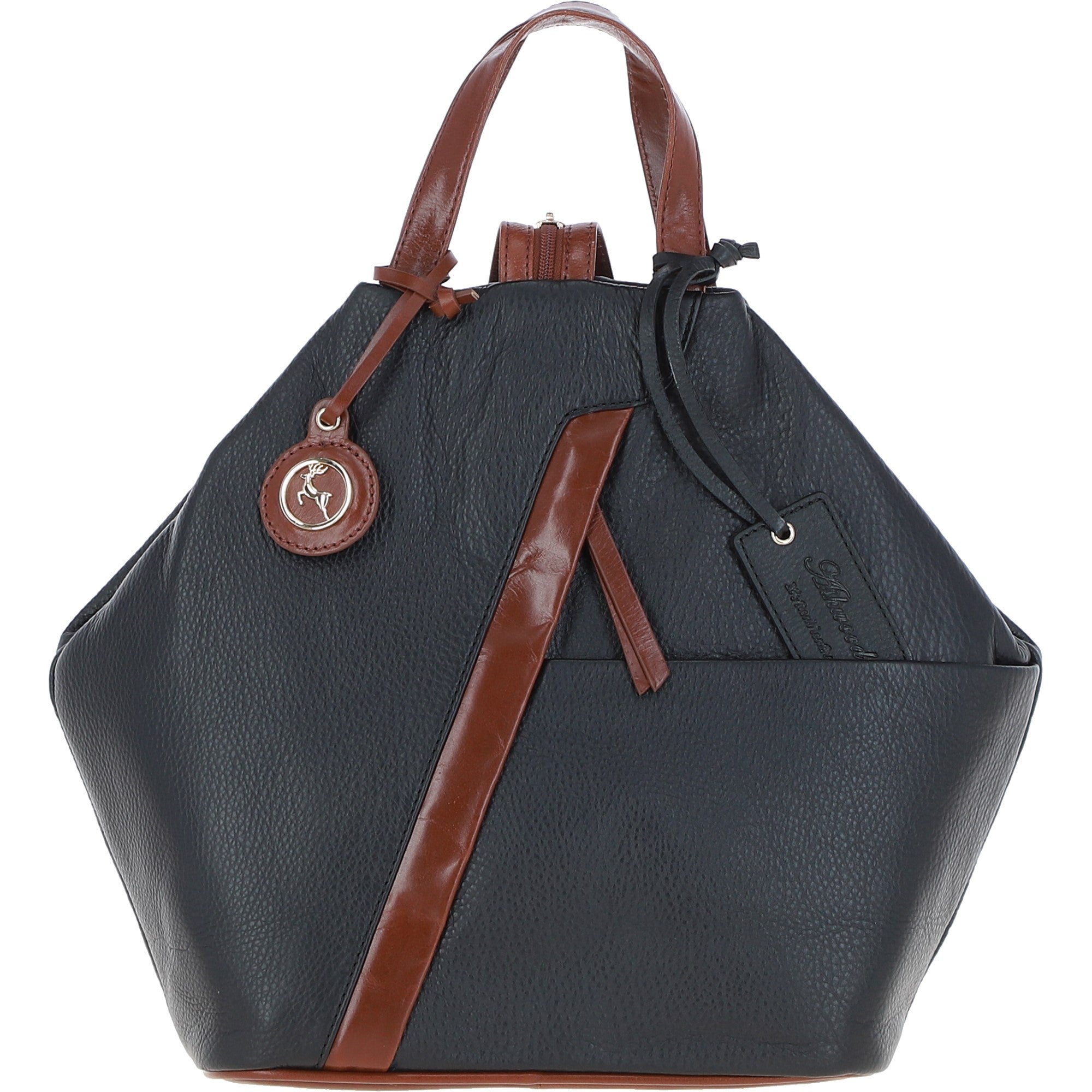Ashwood Leather Black 'Lydia' Convertible Real Leather Tote Backpack