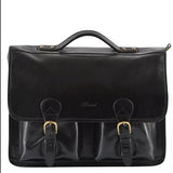 Leather Briefcase Black/vt : 8190
