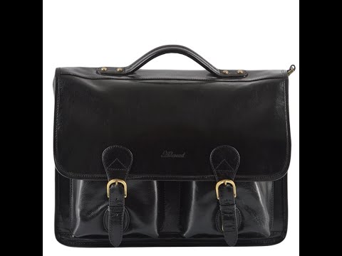 Leather Briefcase Black/vt : 8190