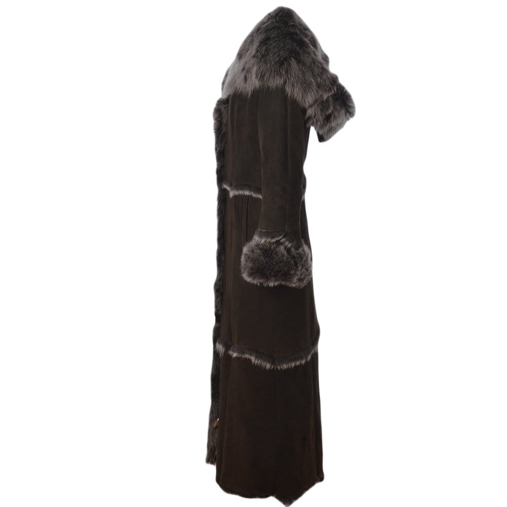 Long Length Sheepskin Coat Brown: KB 56