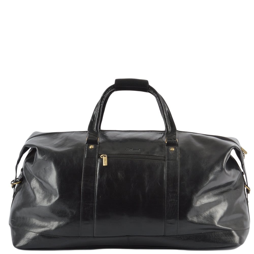 Extra Large Leather Travel Holdall Black/vt: 2081