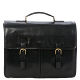 Mens Triple Gusset Heavy Duty Leather Briefcase Black/vt : Gareth