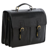 Mens Triple Gusset Heavy Duty Leather Briefcase Black/vt : Gareth