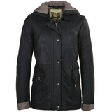 Leather Coat Black/nap: DANNY