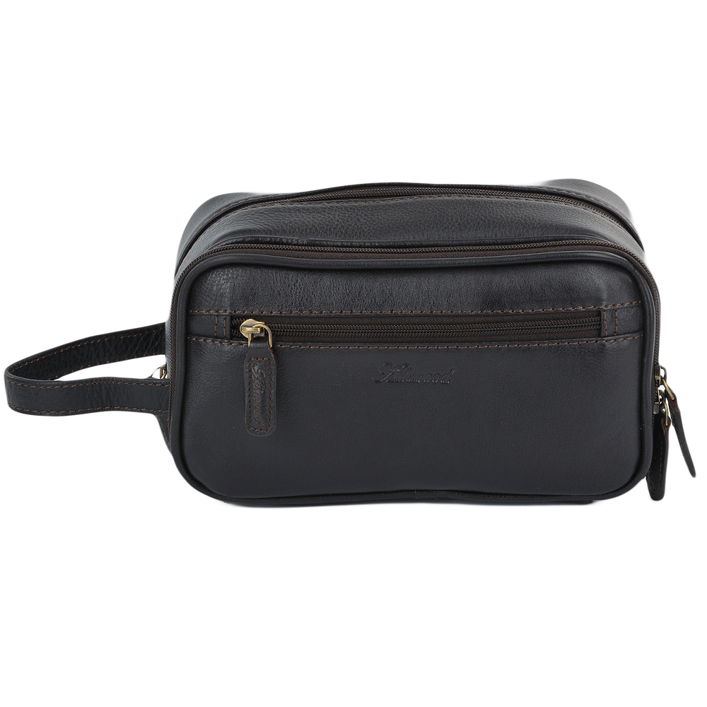 Mens Leather Washbag Brown/tum: 2080