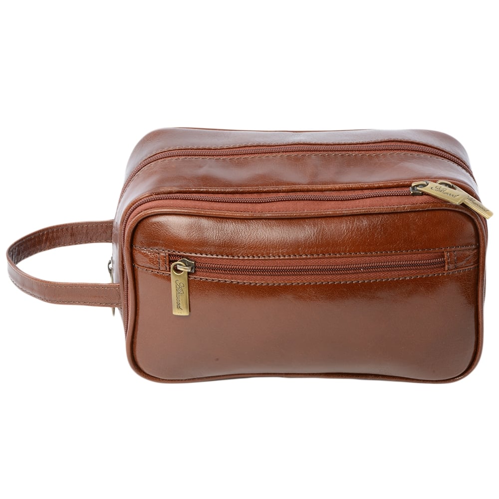 Mens Leather Washbag Chestnut/vt: 2080