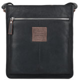 Mens 3 Pocket Medium Leather Messenger Bag Black : 4552
