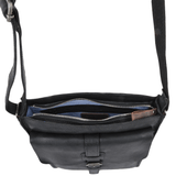 Mens 3 Pocket Medium Leather Messenger Bag Black : 4552