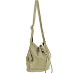 Womens Italian Leather Medium Bucket Bag Cream : 004437449 42