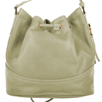 Womens Italian Leather Medium Bucket Bag Cream : 004437449 42