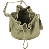 Womens Italian Leather Medium Bucket Bag Cream : 004437449 42