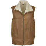 Leather Sheepskin Gillet Tan: KE-176