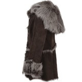 Toscana Longhaired Shearling Jacket With Large Hood Brown: KB 32 HOODED