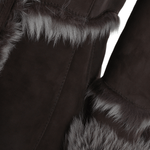 Toscana Longhaired Shearling Jacket With Large Hood Brown: KB 32 HOODED