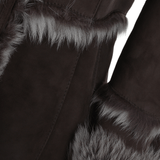Toscana Longhaired Shearling Jacket With Large Hood Brown: KB 32 HOODED
