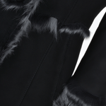 Toscana Long Haired Shearling Jacket With Large Hood Black: KB 32 HOODED