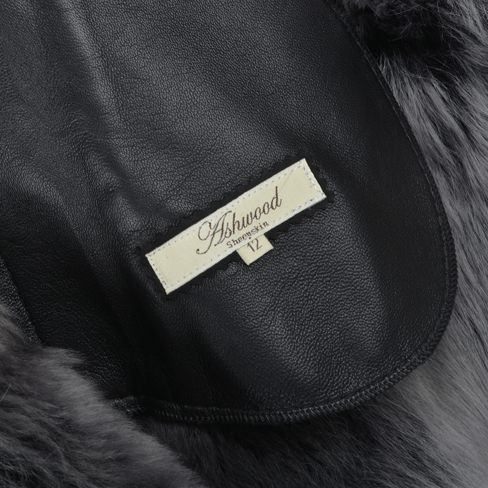 Toscana Long Haired Shearling Jacket With Large Hood Black: KB 32 HOODED