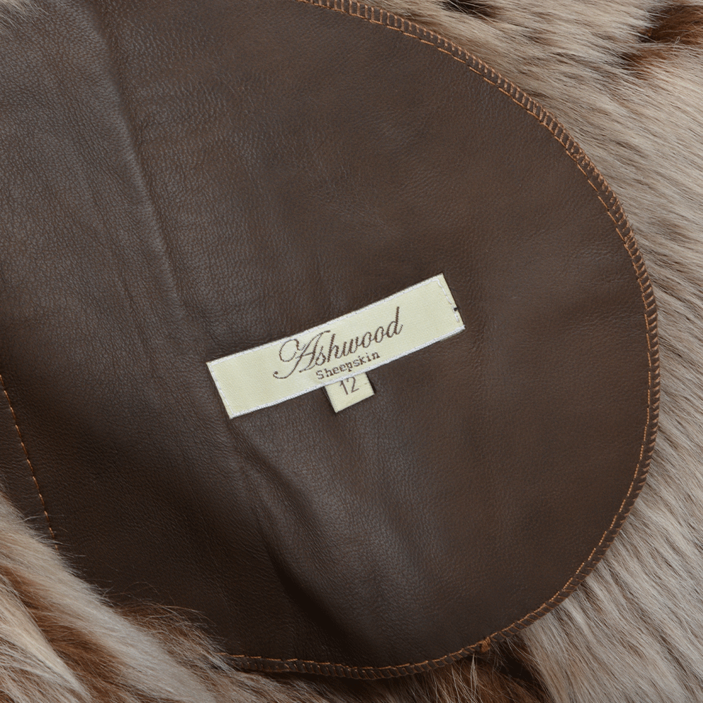 Toscana Longhaired Shearling Jacket With Large Hood Tan: KB 32 HOODED