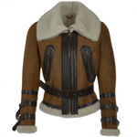 Fitted Sheepskin Aviator Flying Jacket Tan: KB-451