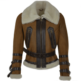 Fitted Sheepskin Aviator Flying Jacket Tan: KB-451
