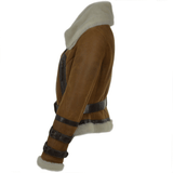 Fitted Sheepskin Aviator Flying Jacket Tan: KB-451