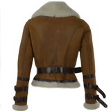 Fitted Sheepskin Aviator Flying Jacket Tan: KB-451