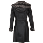 3/4 Hooded Toscana Sheepskin Coat  Brown: B-5689