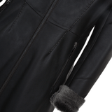 3/4 Hooded Toscana Sheepskin Coat  Brown: B-5689