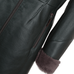 3/4 Hooded Toscana Sheepskin Coat Green: B-5689