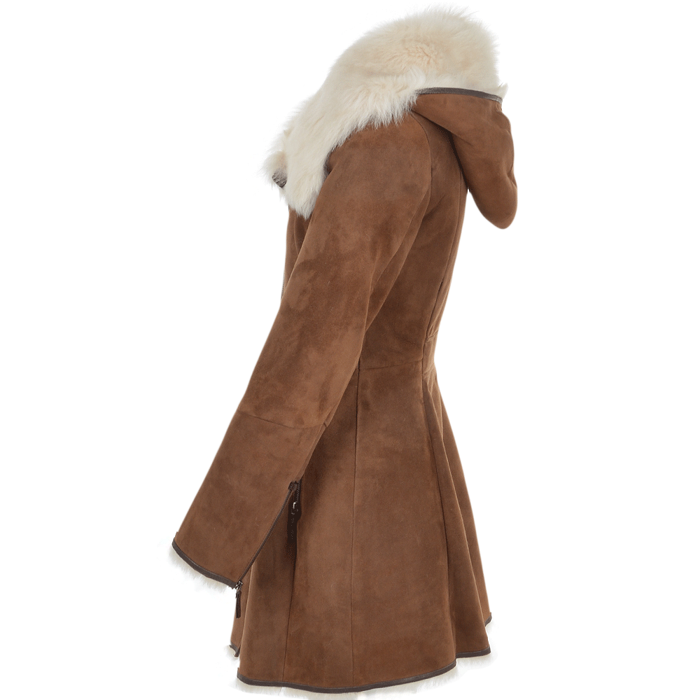 Hooded Toscana Coat  Brown: B-5688