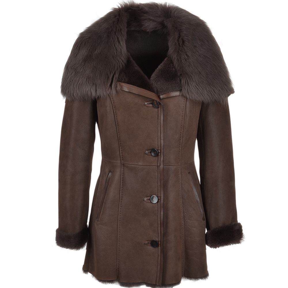 Long Hair Toscana Lapel Coat Brown: B-403