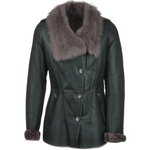 Long Haired Sheepskin Jacket Green: B-5618