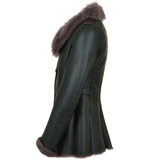 Long Haired Sheepskin Jacket Green: B-5618