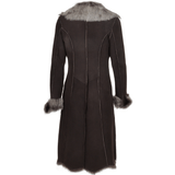 Long Length Toscana Suede Leather Coat Brown: KB 270