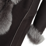 Long Length Toscana Suede Leather Coat Brown: KB 270