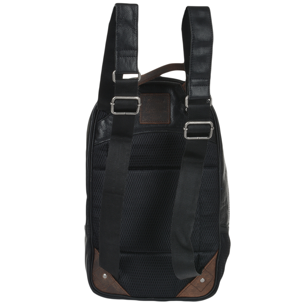 Unisex Leather Backpack Black/mud : 4555