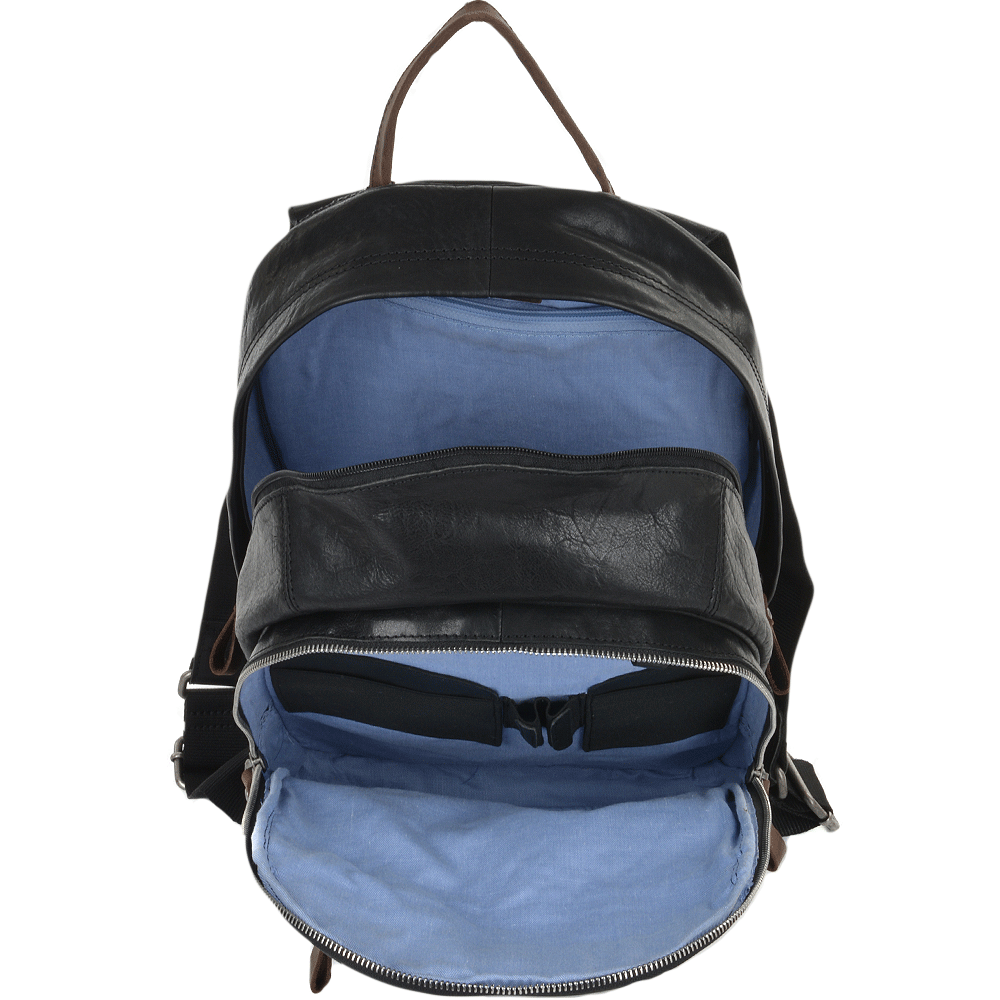 Unisex Leather Backpack Black/mud : 4555