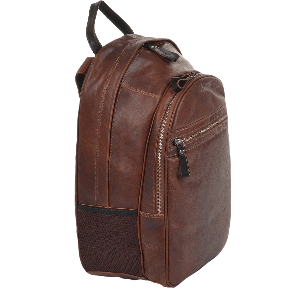 Unisex Leather Backpack Tan/brown : 4555