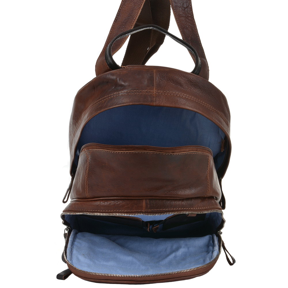 Unisex Leather Backpack Tan/brown : 4555