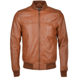 Leather Bomber Jacket  Tan: FO WILLIE