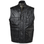 Eight Pocket Leather Gilet black/hide: HUNTER