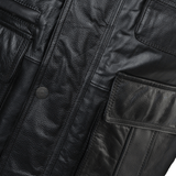 Eight Pocket Leather Gilet black/hide: HUNTER