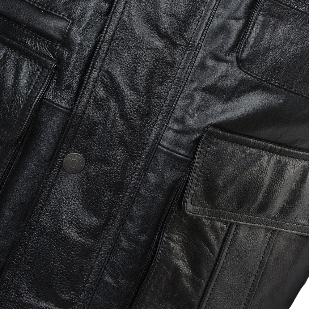 Eight Pocket Leather Gilet black/hide: HUNTER