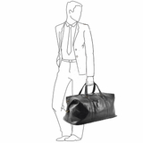 Extra Large Leather Travel Holdall Black/vt: 2081
