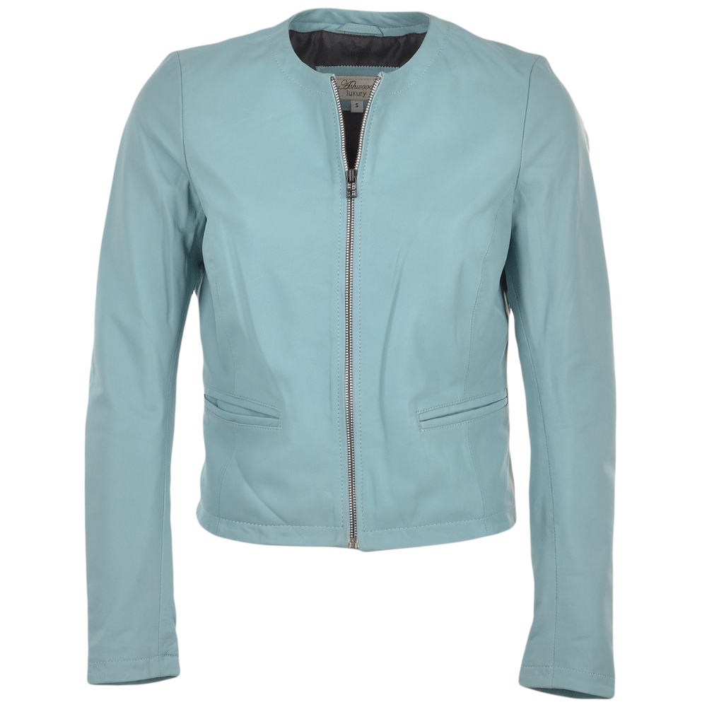 Leather Jacket Pale Blue: FO-ETHEL