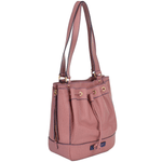 Small Italian Leather Drawstring Pocket Handbag Dusty Rose/gold : 40506 85 5F NH