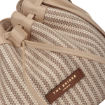 Small Italian Leather and Woven Material Drawstring Bucket Bag Straw Brown : 041417 3T 3B NH