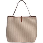 Large Italian Leather And Woven Material Shopper Straw Brown : 041447 3T 3B NH