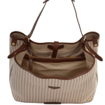 Large Italian Leather And Woven Material Shopper Straw Brown : 041447 3T 3B NH