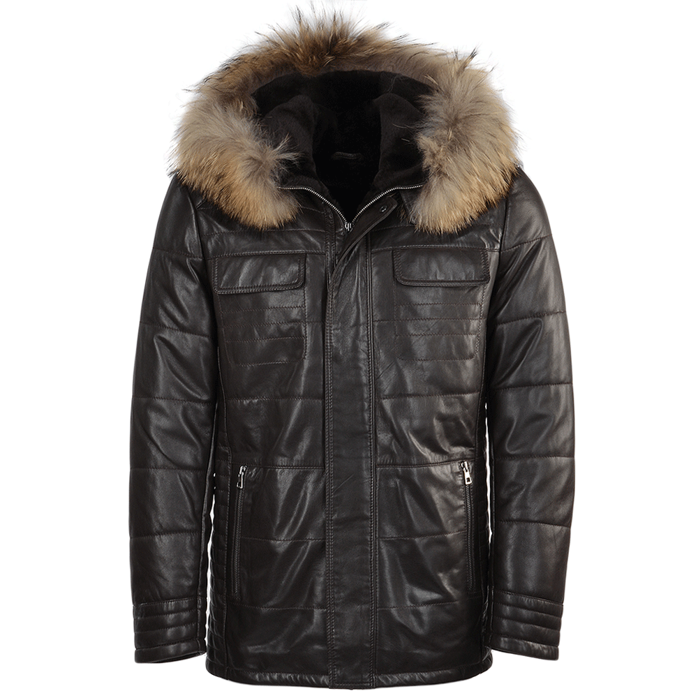 Lambskin Leather And Sheepskin Lined Jacket Brown: E1685